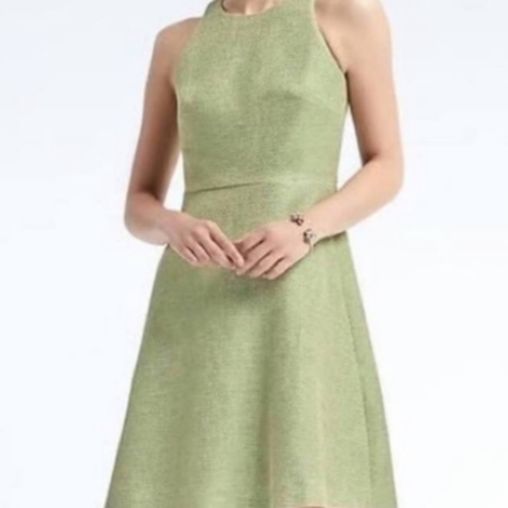 BANANA REPUBLIC GREEN TWEED MINI DRESS